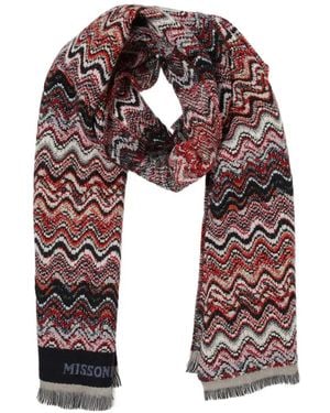 Missoni Zigzag Knit Wool Scarf - Red