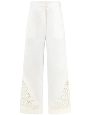 Scarlett Poppies Pantaloni Vemoza Con Ricamo - Bianco
