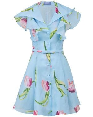 LEO LIN Isla Floral-Print Mini Dress - Blue