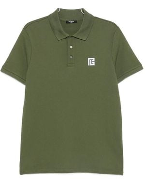 Balmain Logo-Patch Polo Shirt - Green