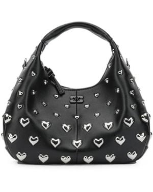 Ganni Heart-Stud Tote Bag - Black