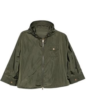 Moncler Hooded Zip-Up Cape - Green