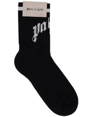 Palm Angels Curved-Logo Socks - Black