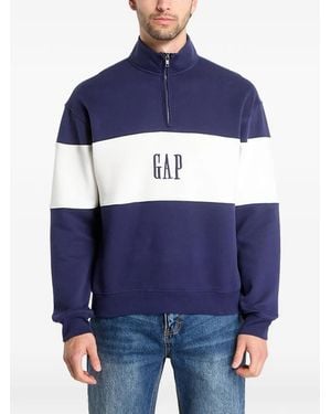 Gap Logo-Embroidered Colour-Block Jumper - Blue