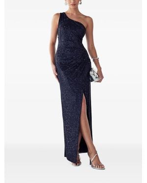 BWLDR Sequin-Embellished One-Shoulder Maxi Dress - Blue