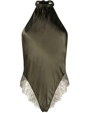 Maison Close Body Con Ribete De Encaje - Verde