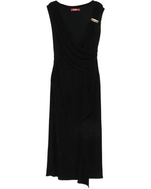 Max Mara Ruched-Detail Draped Dress - Black