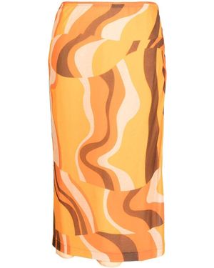 Rejina Pyo Mirren Abstract-Pattern Midi Skirt - Orange