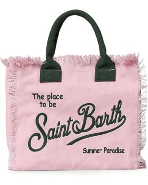 MC2 Saint Barth Frayed Logo-Print Tote Bag - Pink