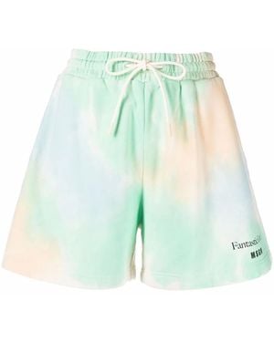 MSGM Tie Dye-Print Track Shorts - Green
