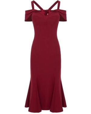 Murmur Vestido midi Candy con cuello en V - Rojo