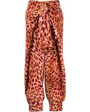 Stella McCartney Leopard-Print Front Tied Trousers - Red