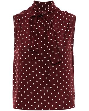 Miu Miu Polka Dot Silk Tank Top - Red
