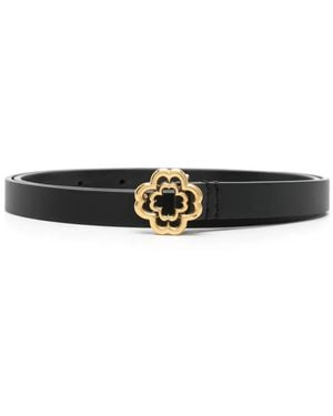 Maje Clover Slim Leather Belt - Black