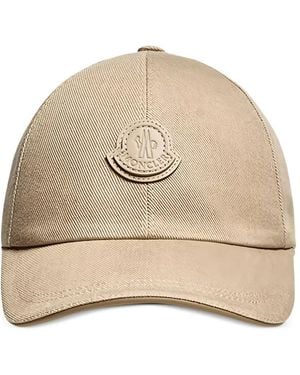 Moncler Leather-Logo Cotton Gabardine Baseball Cap - Natural