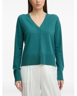 Sisley Button V-Neck Cardigan - Green