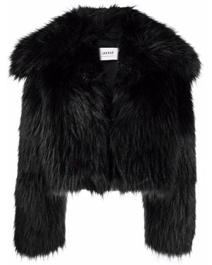 Ami Paris Shearling Cropped Jacket - Black