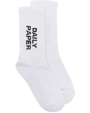 Daily Paper Logo-Print Socks - White