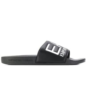 EA7 Slippers With An Embossed Logo - Black