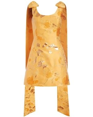Markarian Gita Floral-Brocade A-Line Mini Dress - Metallic