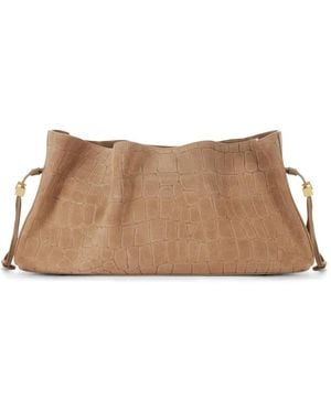 Elisabetta Franchi Embossed-Leather Clutch Bag - Natural