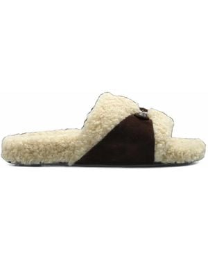 Balenciaga Furry Shearling-Effect Sandals - Natural