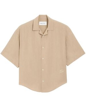 Ami Paris Short Sleeve Embroidered Boxy Shirt - Natural