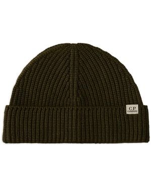 C.P. Company Ribbed-Wool Beanie Hat - Green