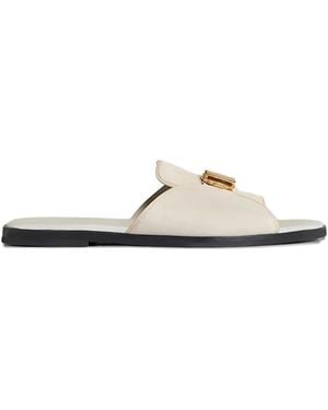Agnona Buckle Suede Sandals - White
