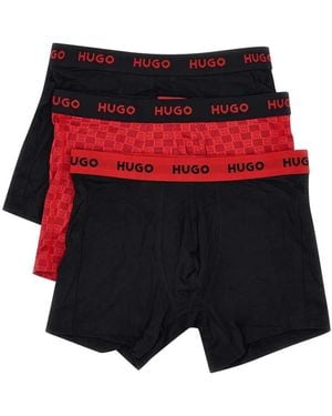 HUGO Logo-Waistband Briefs - Red
