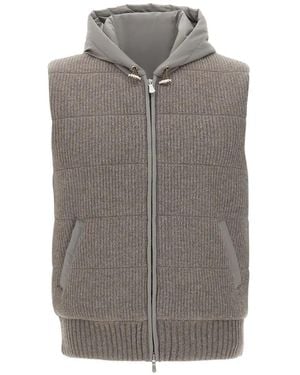 Gran Sasso Quilted Hooded Gilet - Grey