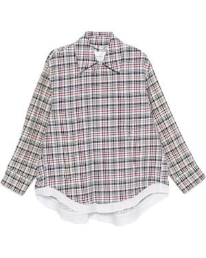 Victoria Beckham Cocoon Shacket Check-Pattern Jacket - White