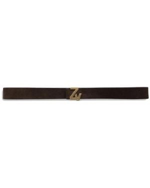 Zadig & Voltaire Initiale Suede Belt - White