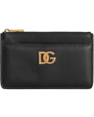 Dolce & Gabbana Dolce & Gabbana Calfskin Card Holder With Dg Logo - Black