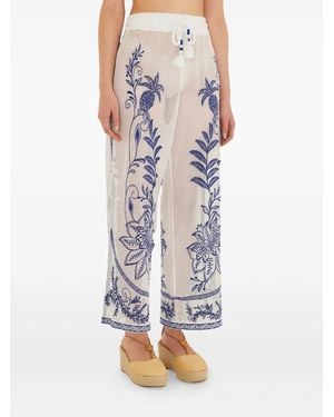 FARM Rio Embroidery Pants - White
