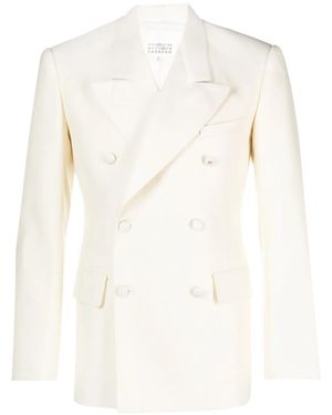 Maison Margiela Double-Breasted Mohair-Silk Blazer - Natural