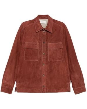 Agnona Lederjacke Mit Tasche - Rot