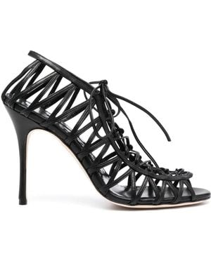 Manolo Blahnik Sandali Con Cinturini Hamzana 110Mm - Nero
