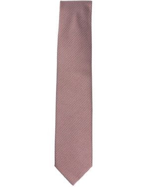 Brioni Geometric-Pattern Silk Tie - Purple