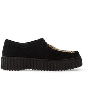 Clarks Torhill Bee Leopard-Print Suede Sneakers - Black