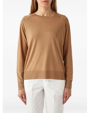 Herno Raglan-Sleeve Button-Slit T-Shirt - Brown