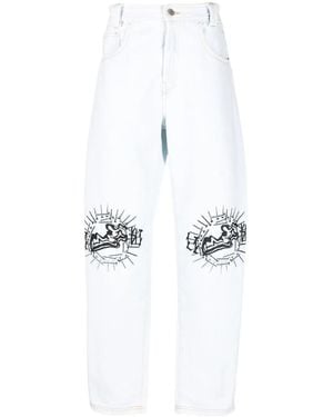 44 Label Group Vaqueros Rectos Con Estampado Gráfico - Blanco