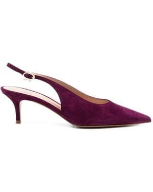 Gianvito Rossi Pointed-Toe Slingback Court Shoes - Purple