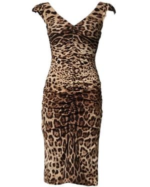 Dolce & Gabbana Kleid Mit Leoparden-Print - Braun