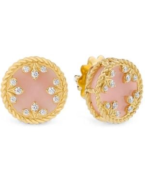 Roberto Coin Pendientes Venetian Medallions Con Diamantes Y Ópalo Rosa - Metálico