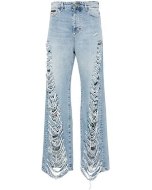 Philipp Plein Ripped Trousers - Blue