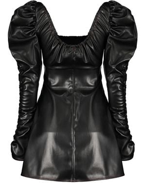 Ellery Robe Courte À Manches Froncées Et Coutures Contrastantes - Black