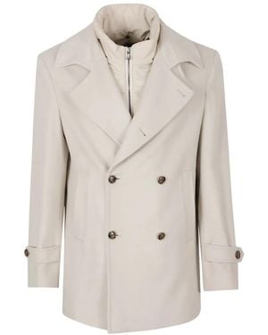 Barba Napoli Double-Breasted Layered Coat - White
