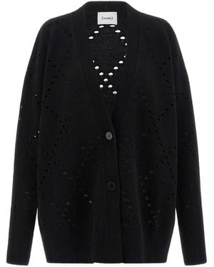 Nude Argyle Cut-Out Cardigan - Blue