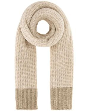 Stone Island Logo-Patch Ribbed-Knit Scarf - White
